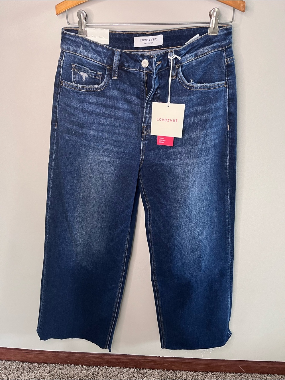 Lovervet by Vervet Super High Rise Wide Leg Tummy Control Jeans LV1353 Dark Wash